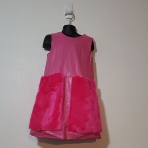 Imoga Vibrant Pink Furry Kids Dress